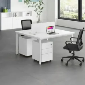 2-Way Workstation with Metallic Stands and Side Drawer