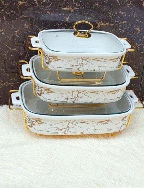 3pcs Ceramic Chaffing Dishes Set for sale