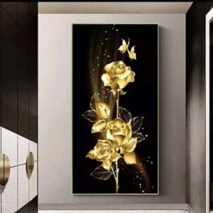 5D Diamond Painting Golden Rose Flower