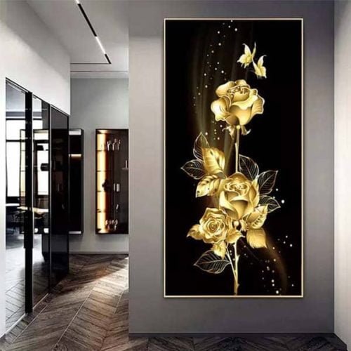 5D Diamond Painting Golden Rose Flower