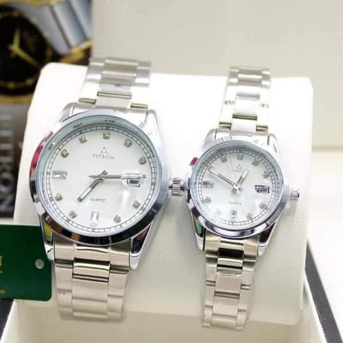 Fitron Couple Watch silver & white