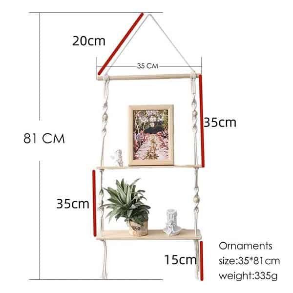 Floating shelves with hanging Rope