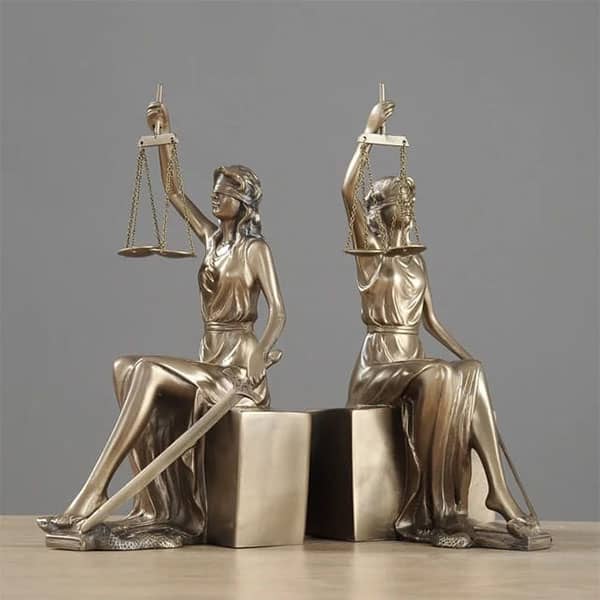 Goddess Of Justice Heavy Resin Bookends Statue