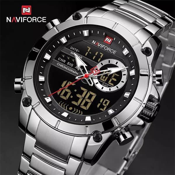 Naviforce Dual Time Silver Watch