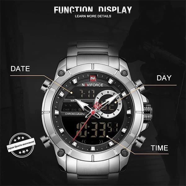 Naviforce Dual Time Silver Watch