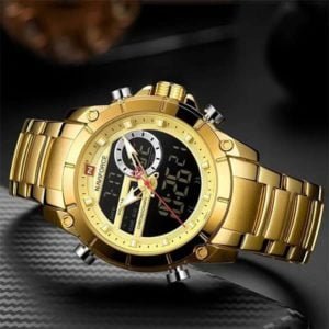 Naviforce Dual time Gold Watch
