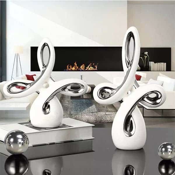 Nordic Modern Hotel Home Decoration Creative Design Artwork Silver-plated Ceramic Living Room Ornaments 3