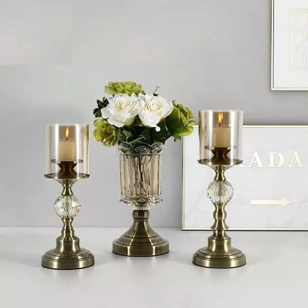 Nordic Tabletop Metal Base Glass Flower Vases