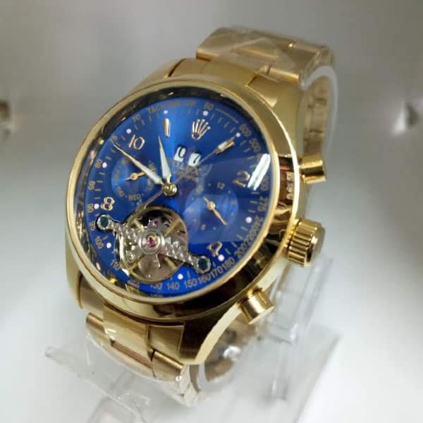 Rolex Watch Automatic Gold & Blue