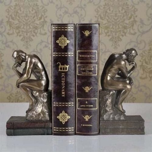 Thinking Man Bookends Heavy Resin Statue Decor