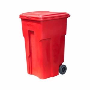 Top Tank Red Garbage Bin With Wheels