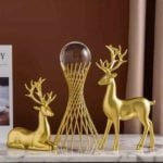 Two Golden Deers & Crystal Ball Center Piece