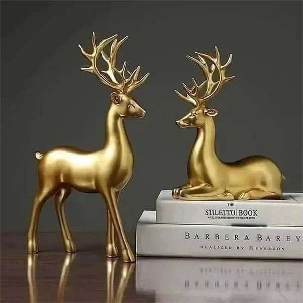 Two Golden Deer Decorations