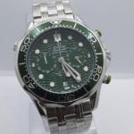 omega seamaster watch silver and green
