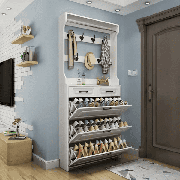 Bucket flip shoe rack with Hanger
