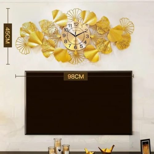 Wrought Iron Leaf Metallic Silent Wall Clock