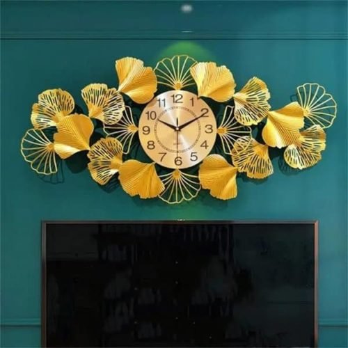 Wrought Iron Leaf Metallic Silent Wall Clock