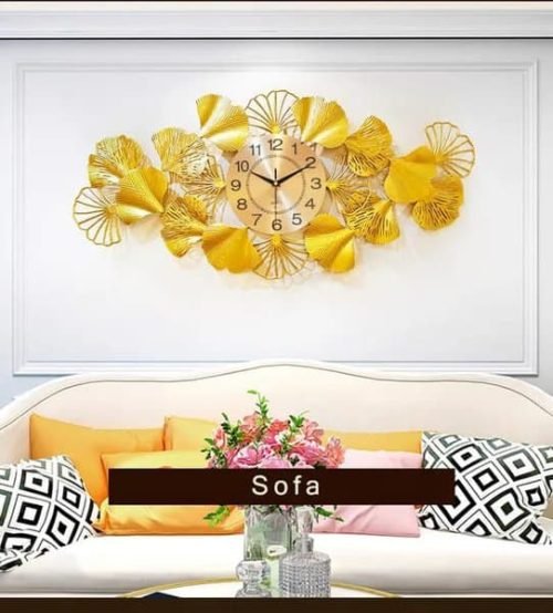 Wrought Iron Leaf Metallic Silent Wall Clock