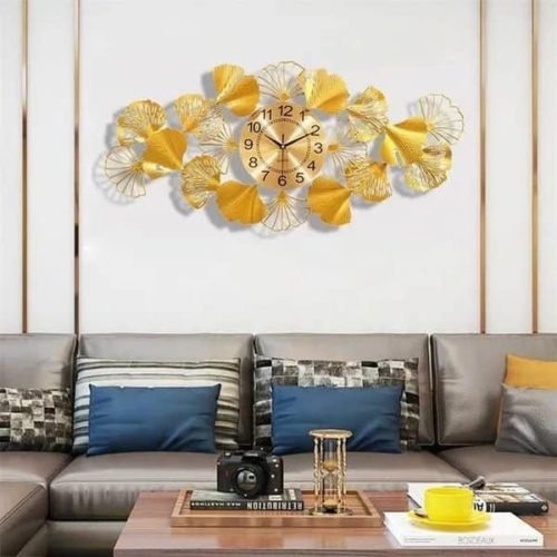 Wrought Iron Leaf Metallic Silent Wall Clock