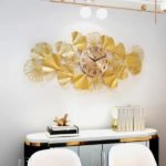 Wrought Iron Leaf Metallic Silent Wall Clock