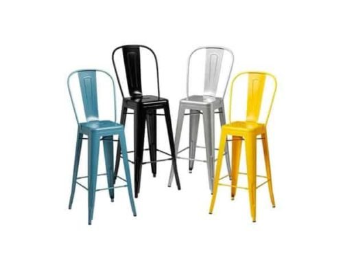 Strong Metallic Bistro Stool With Back Rest