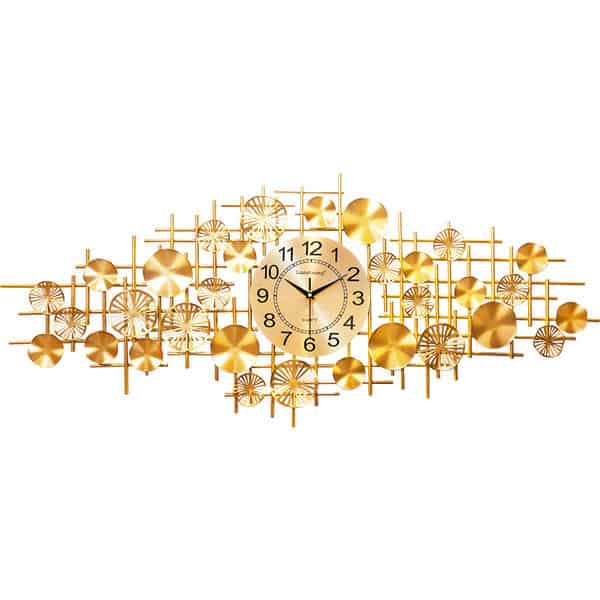 Large Size Wrought Iron Golden Wall Clock