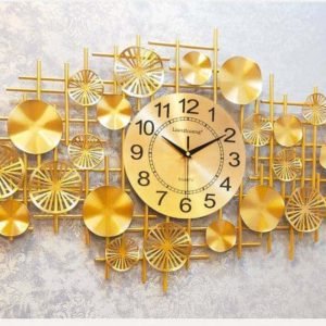 Large Size Wrought Iron Golden Wall Clock