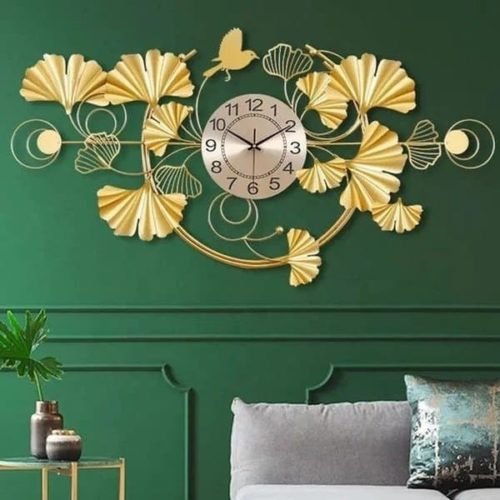 Ginkgo Leaf Metal Wall Art Hanging Clocks