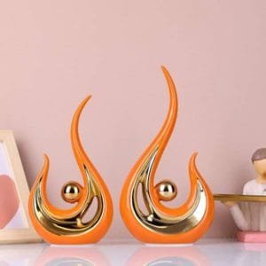 2 PCS Orange Ceramic Decor