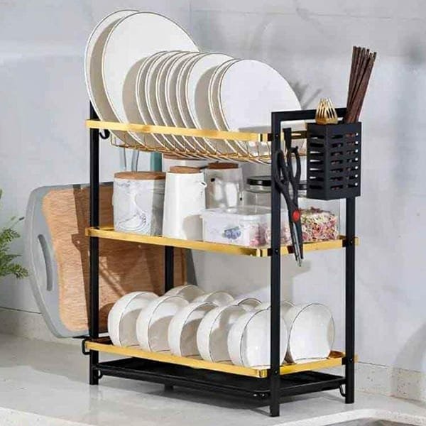 Gold 3 Tier Dish Rack