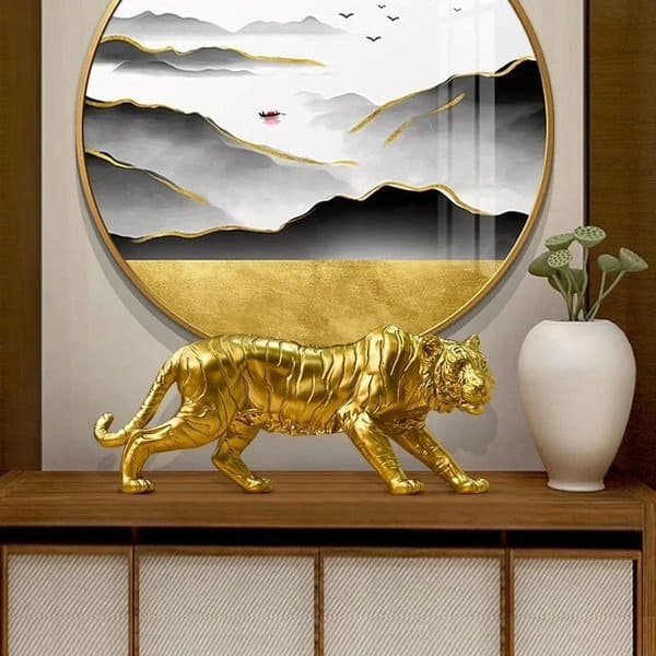 American Gold Tiger Sculpture