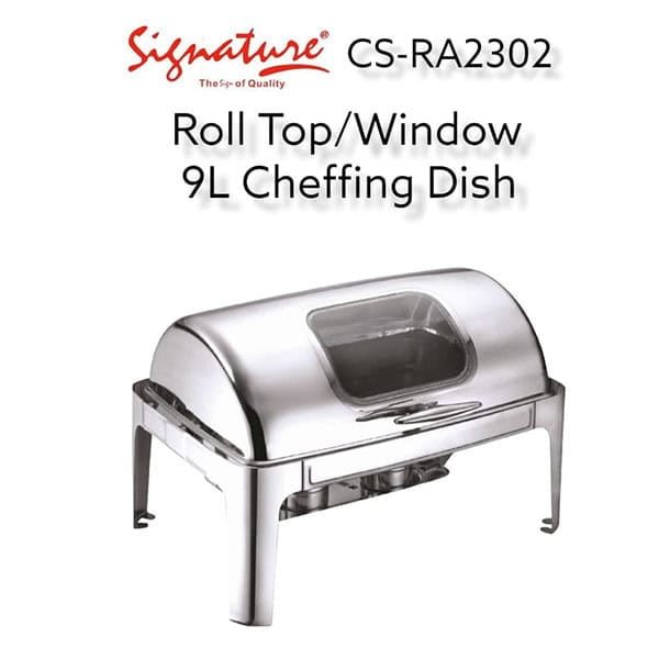 CSRA2302 Signature Stainless Steel Rolltop Chaffing dish With Glass Window 9Ltrs