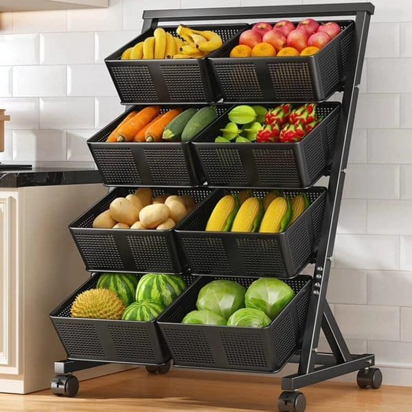 Multifunctional Metallic Vegetable/Fruits Cart Storage Rack