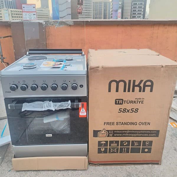 Silver Mika Standing Cooker 58 x 58 3 Gas + 1Electric