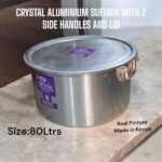 285537 Crystal Aluminium Sufuria with 2 Sided Handle 80Ltrs