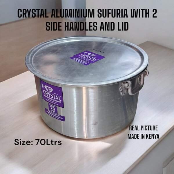 682763 Crystal Aluminium Sufuria with 2 Sided Handle 70Ltrs