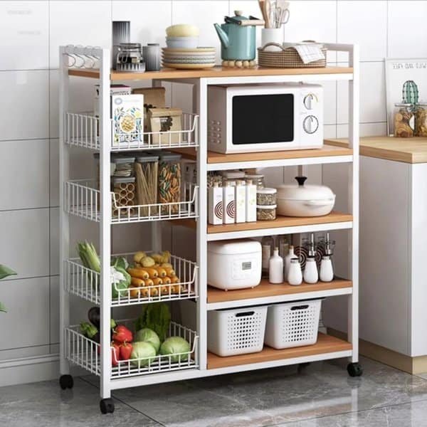 Multifunctional Strong Metallic Kitchen Rack White