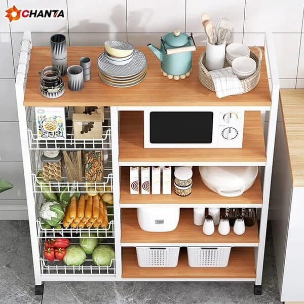 Multifunctional Strong Metallic Kitchen Rack White