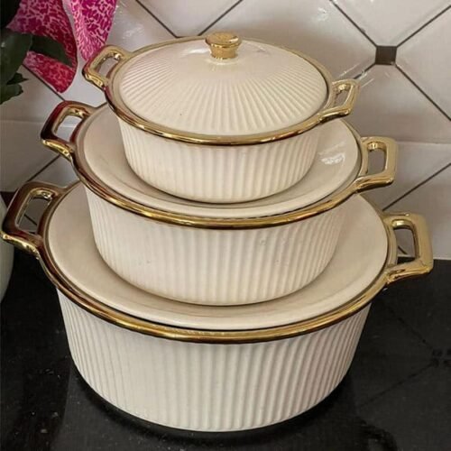 3 Pcs Ceramic Soup Pot