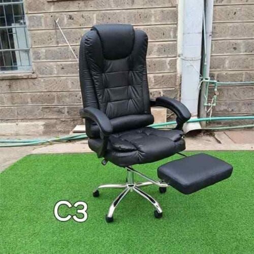 Black Leather Ergonomic Office Chair