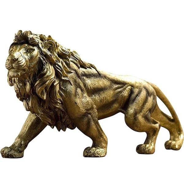 Golden Lion King Resin Desktop Animal Statue Decoration Accessories Living Room Home Ornament