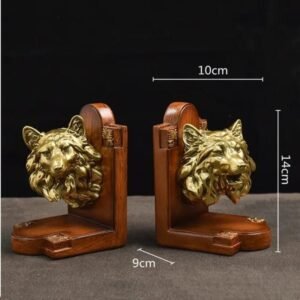 Gold Wolf Resin Bookends Decorations