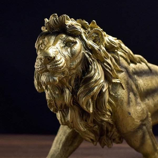 Golden Lion King Resin Desktop Animal Statue