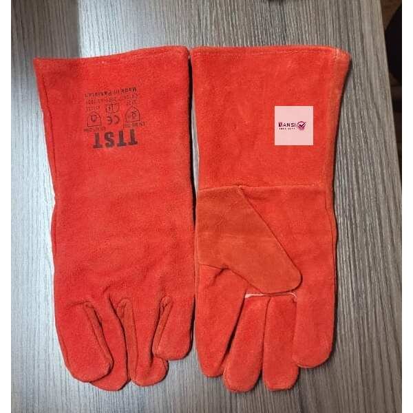 Red Leather Gloves 14"