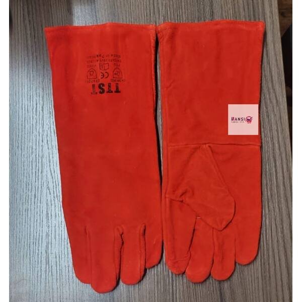 Red Leather Safety Gloves