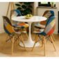 Wooden Top Round Table with Metallic Base & Stand Set