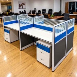 4-Way Office Workstation 2.4m × 1.2m – White BW-T04