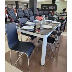 6 Seater Marble Dining Table with Leather Seats