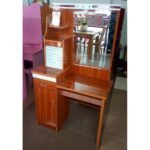 Elegant Dark Walnut Dressing Table with Mirror