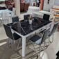 6 Seater Marble Dining Table with Leather Seats